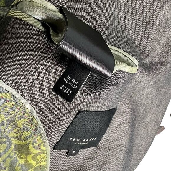 Ted Baker Two Button Jacquard Lined Blazer Gray Notched Lapel Men’s 46 - Picture 5 of 12